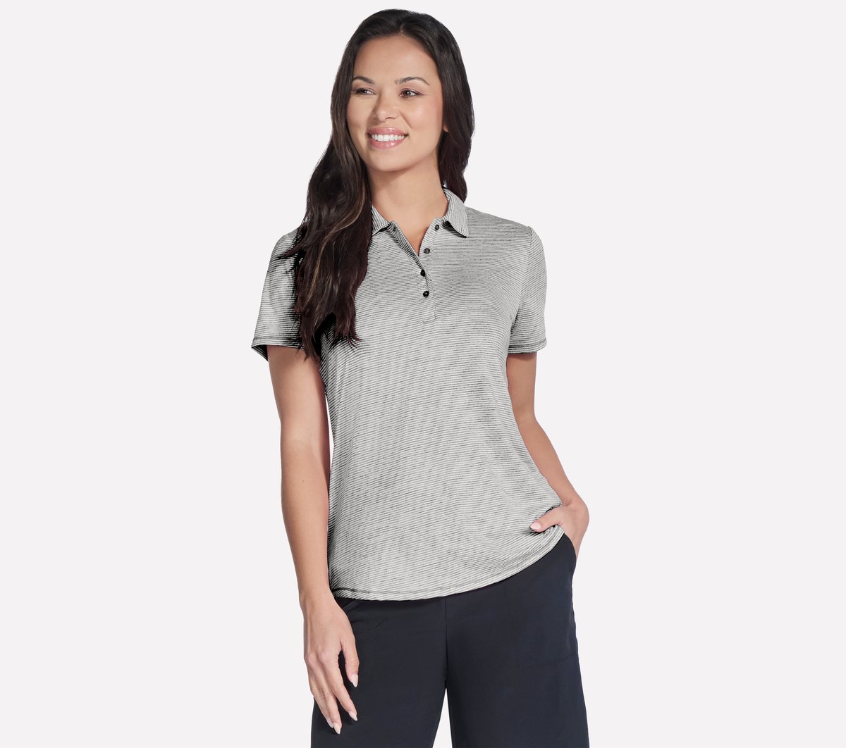 Short Sleeve On The Green Striped Polo | Women Skechers for sale