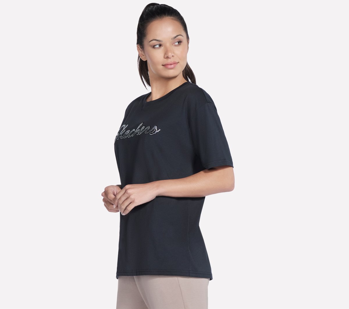 Script Diamond Studded Short Sleeve Tee | Women Skechers near me