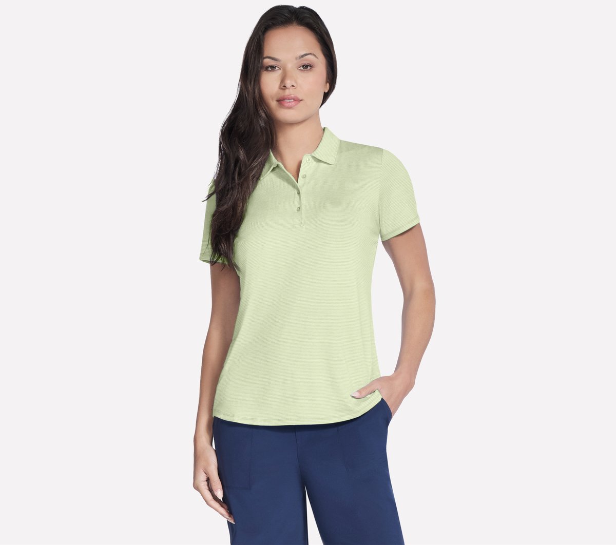 Short Sleeve On The Green Striped Polo | Women Skechers for sale