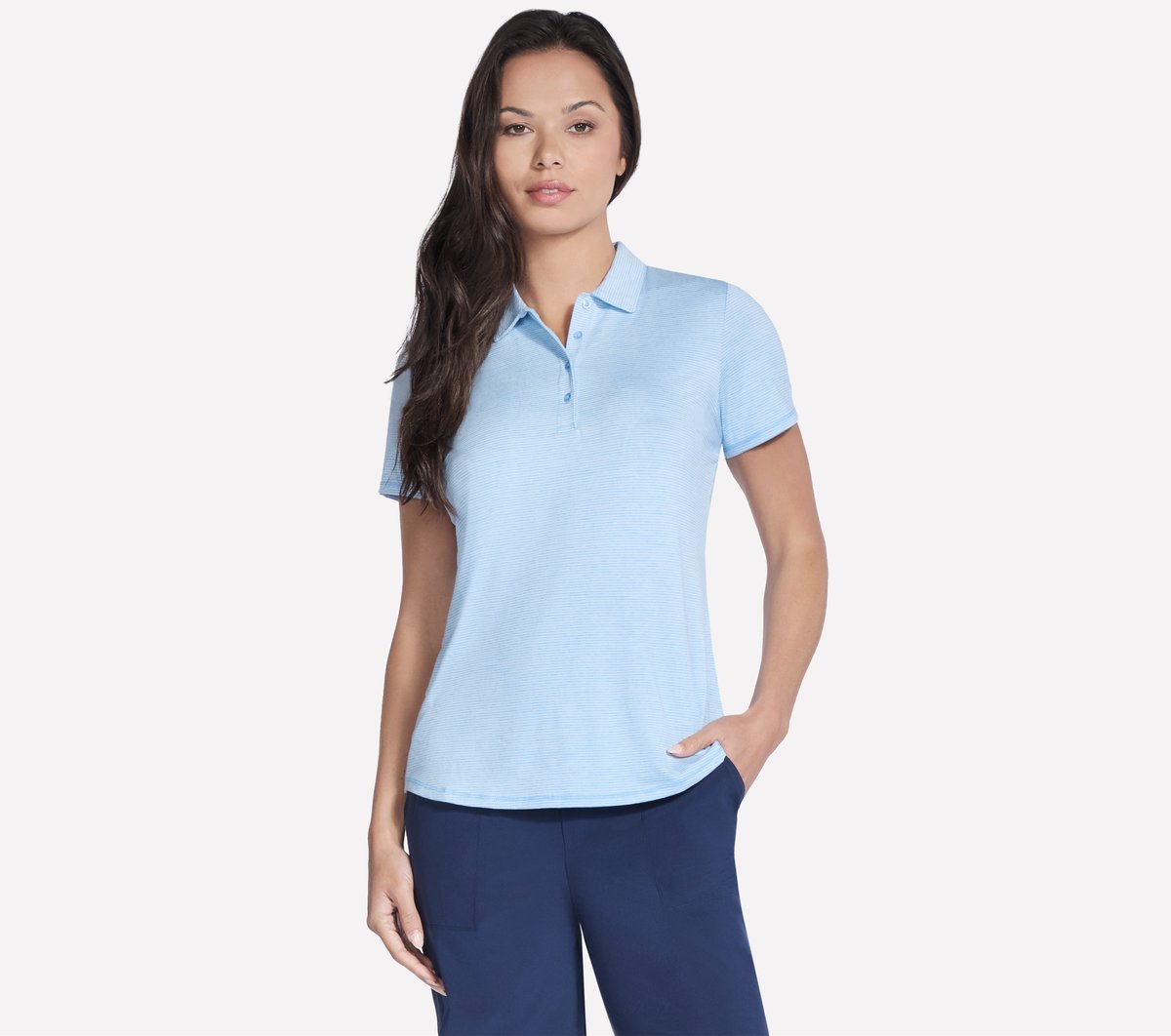 Short Sleeve On The Green Striped Polo | Women Skechers for sale