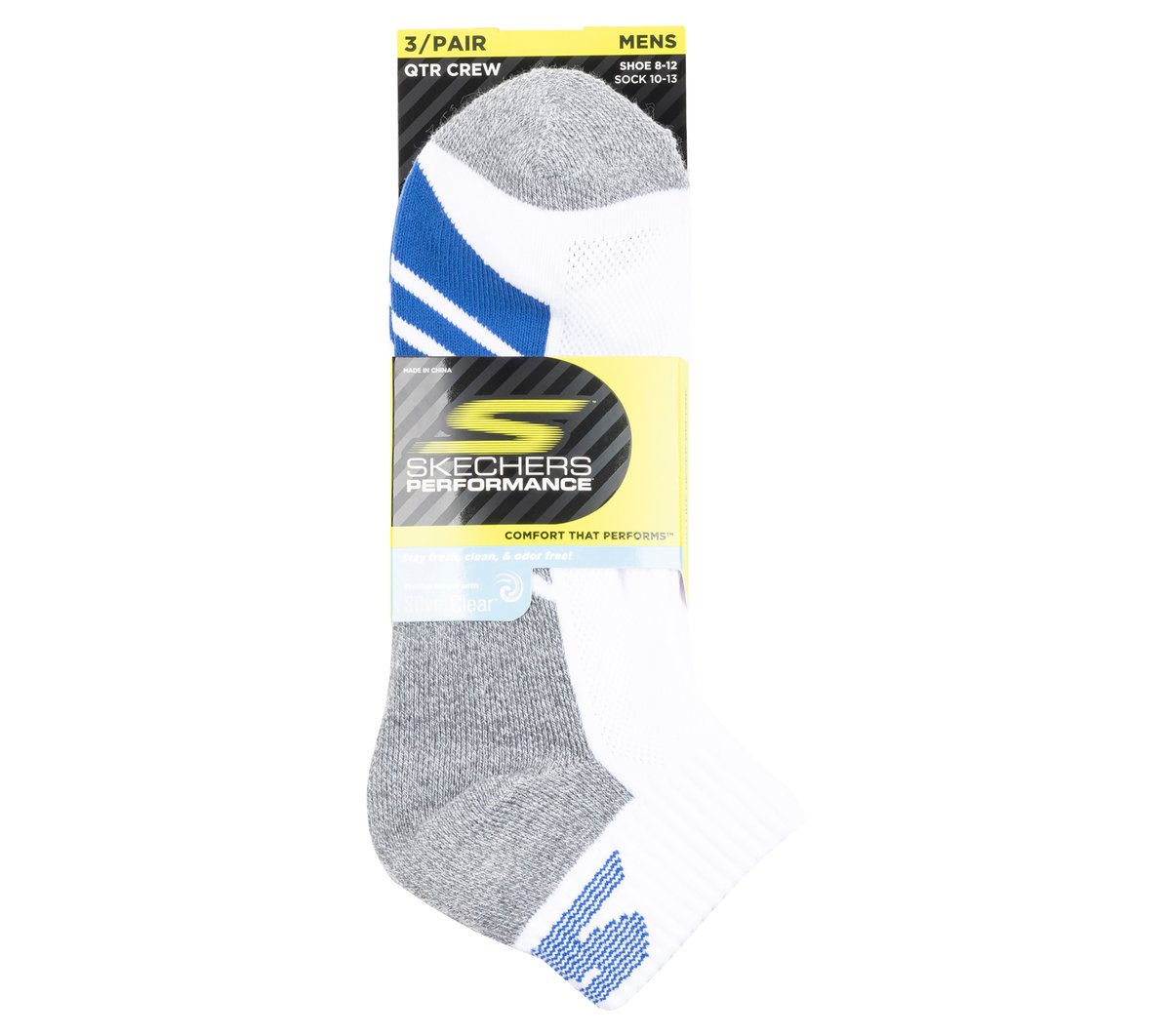 3 Pack Men's Half Terry Quarter Crew Socks | Skechers for sale