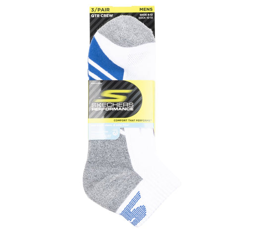 3 Pack Men's Half Terry Quarter Crew Socks | Skechers for sale