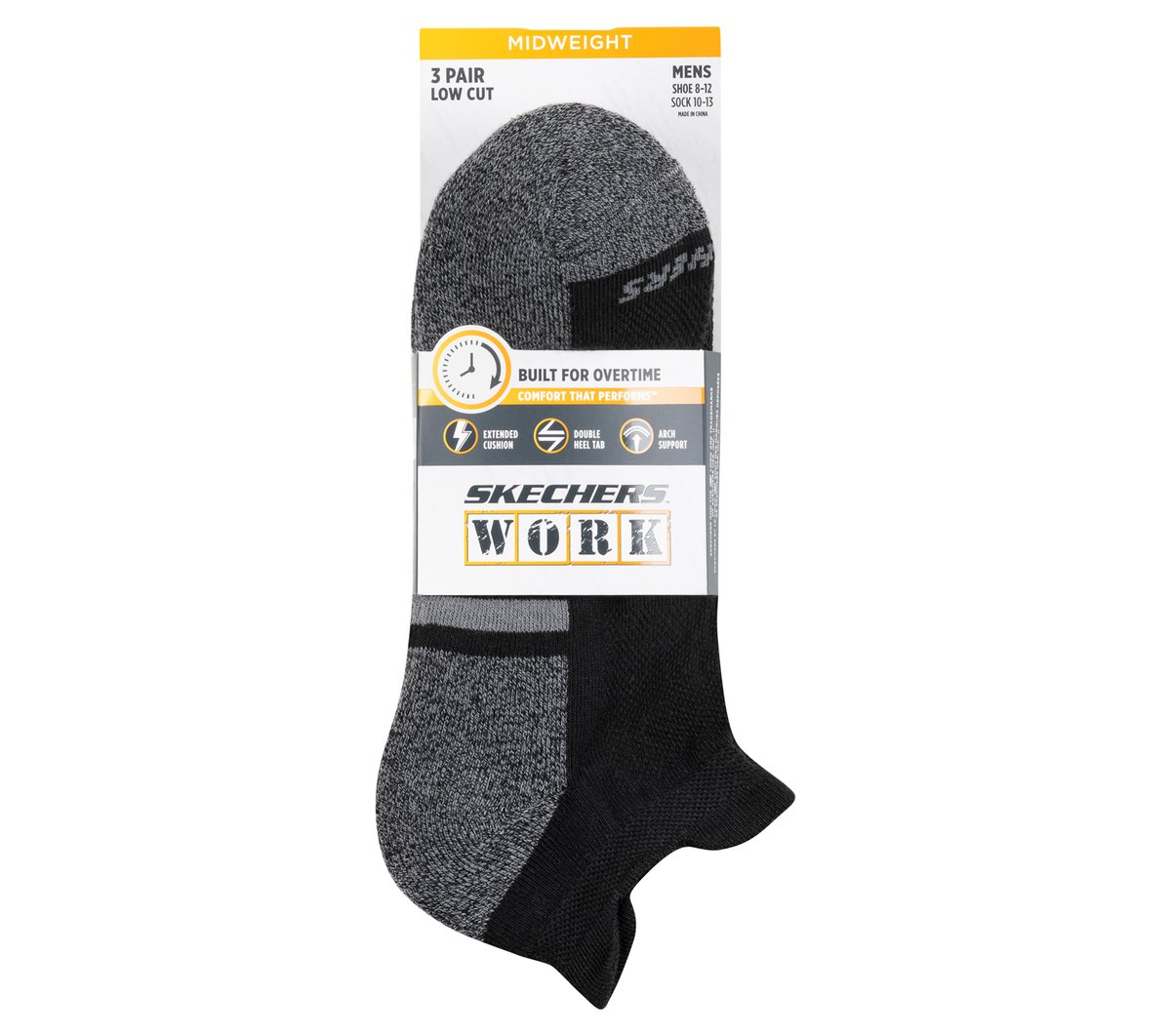 Lowcut Heel Tab Work Socks - 3 Pack | Skechers for sale